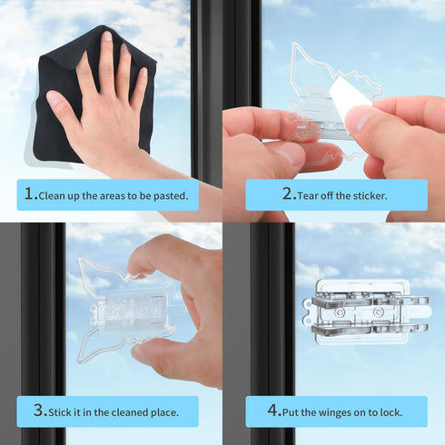 4 Pcs Child Proof Sliding Door Lock, Sliding Glass Window Safety Lock for Patio Door, Sliding Wardrobe Door, Closet Door, No Drilling Required....