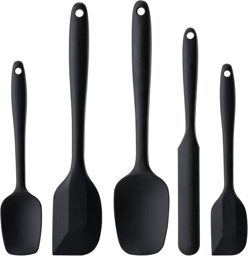 Silicone Spatula Set, 5 Piece Food Grade Rubber Spatulas for Baking, Cooking, and Mixing High Heat Resistant Non Stick Dishwasher Safe BPA-Free (B...