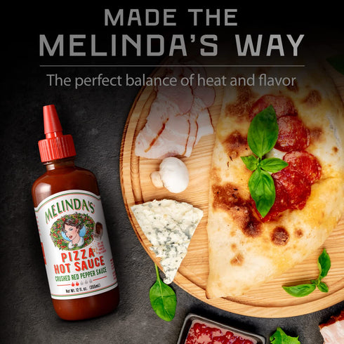 Melinda’s Pizza Hot Sauce - Crushed Red Pepper Sauce Made with Fresh Ingredients, Cayenne Peppers, Garlic, Tomatoes - Gourmet Spicy Pizza Sauce - ...