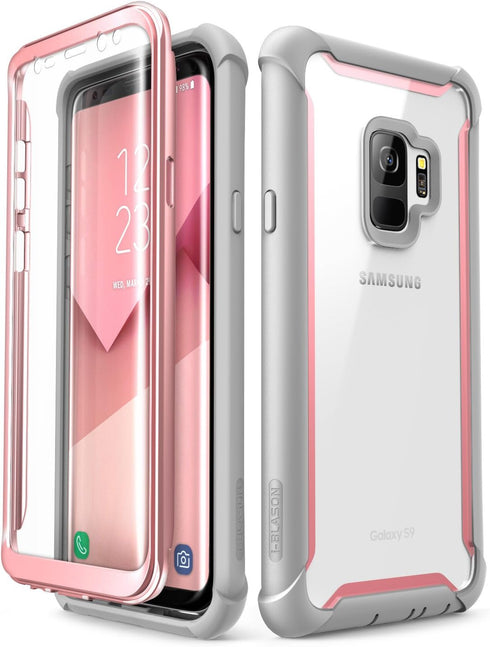 i-Blason Case for Galaxy S9 2018 Release, Ares Full-body Rugged Clear Bumper Case with Built-in Screen Protector (Pink)...