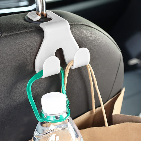 Car Seat Headrest Hook, 4 Pack Purse Hooks for Auto, 2 in 1 Durable Seat Back Hanger, Storage Organizer Phone Holder for Automotive Interior, Univ...