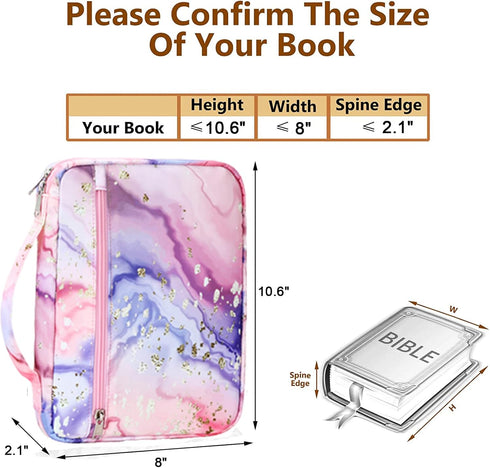 Bible Covers for Women Bible Case Girls Bible Bags Kids Scripture Carrying Case with Handle Pockets?Bible Book Carrying Case (Pink-Marble)...