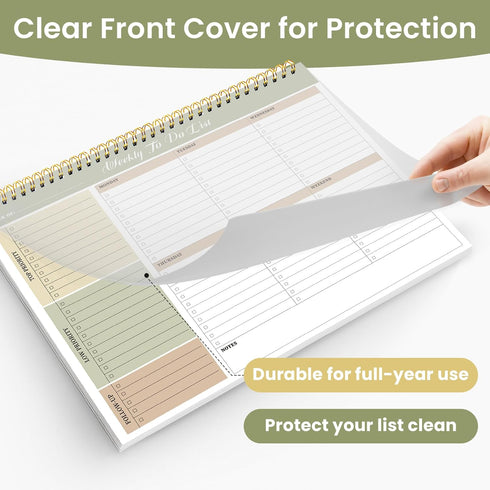 Weekly To Do List Notepad with 52 Undated Sheets?8.5"×11"?- Undated Weekly Planner Notepad for Office Desk Accessories and Supplies - Forest Shade...