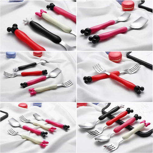 Children Spoon Fork Set Baby Feeding Spoon Stainless Steel Kids Eating Utensils Toddler Baby Flatware Accessories...
