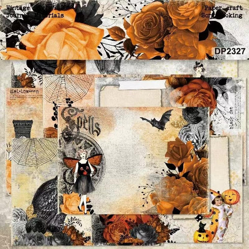 A5 size Happy Halloween Theme Dot Scrapbook, Pumpkin DIY Album Scrapbook Paper,Greeting Card Making Background Paper Craft Supplies Painting Decor...