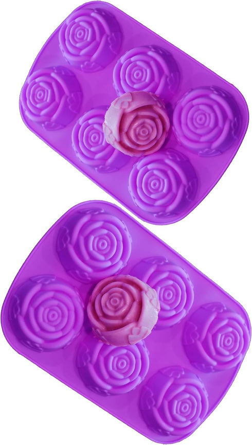 Rose Chocolate Candy Silicone Pan Tray Mold for Handmade DIY Flower Cake Topper, Soap Jelly Chocolate Pudding Muffins Oven to Freezer Dishwasher S...