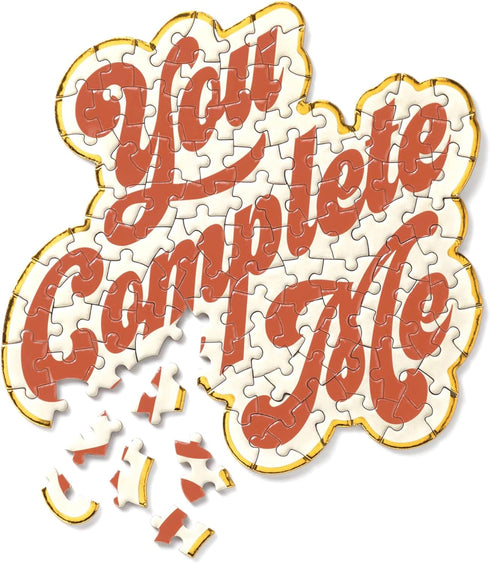 Brass Monkey You Complete Me 100-Piece Jigsaw Puzzle, 7.25” x 6.8” – Shaped Puzzle with Gold Foil Accents – Ready to Gift – Funny Puzzle for Adult...