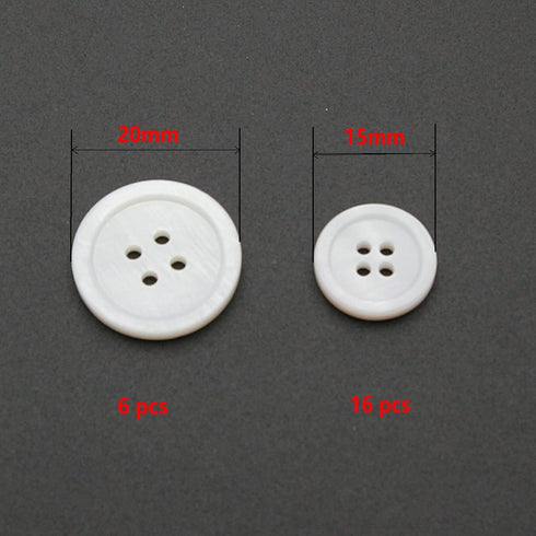 White Genuine Mother of Pearl Buttons, 22PCS/Pack(16PCS 15MM+6PCS 20MM), Natural MOP Pearl Shell Bulk Buttons for DIY Sewing Crafts,Shirts, Suits ...