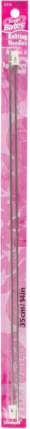 Susan Bates 14-Inch Silvalume Single Point Knitting Needle, 2.25mm, Silver Green......