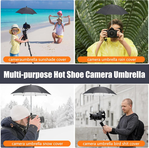 Large Rain Cover/Sunshade, 360 Adjustable Camera Umbrella for DSLR, Lightweight & Compact, Black...