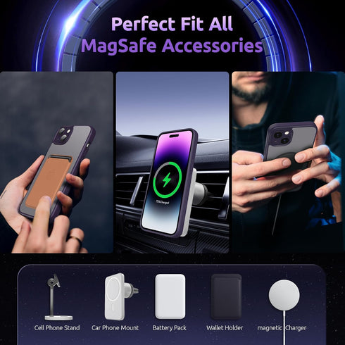 SURPHY Made for iPhone 15 Plus Case Compatible with MagSafe, and Screen Protector 2 Pack, Translucent Matte Phone Case with Camera Protective 6.7 ...