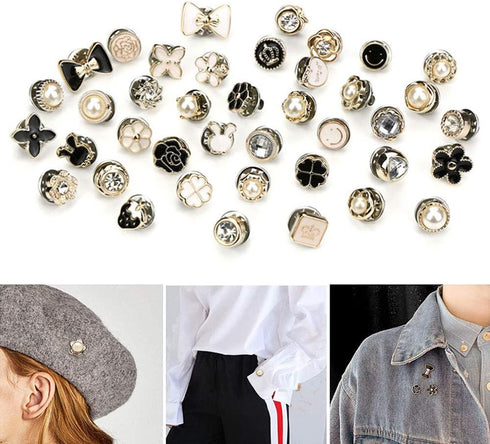 40 Style Cute Enamel Lapel Pin Set,Mini Brooch Pin Badges Cover Up Buttons for Women Shirts,Dresses,Cardigan Collar Safety Pins,Junk Charms Access...