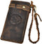 Le'aokuu Mens Genuine Leather Bifold Wallet Organizer Checkbook Removable Chain Wallet...