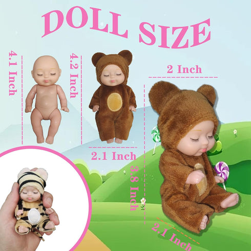 Mini Rebirth Doll, Gift Box Miniature Doll, Toys for Kids Over 3 Years Old (Style A)...