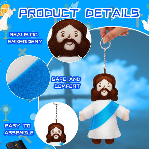 Shappy Mini Jesus Plush Toy Little Jesus Figures Keychain Stuffed Jesus Plush Doll Christian Figure Bulk Religious Stuffed Toys Gifts for First Co...