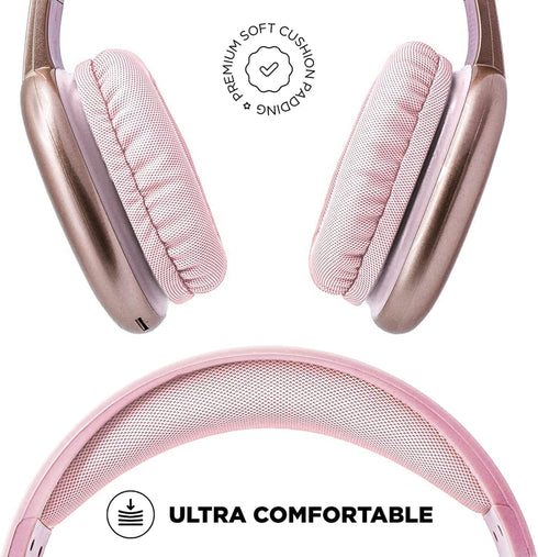 iJoy Ultra Wireless Headphones with Microphone- Rechargeable Over Ear Wireless Bluetooth Headphones with 10Hr Playtime, SD Slot, Backup Wire- Soft...
