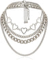 Punk Link Chain Choker Necklace Set 4Pcs Hollow Heart Choker Hiphop Chunky Chain for Women...