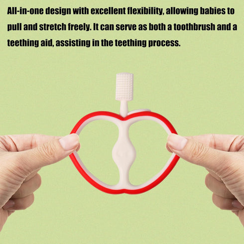 PandaEar 2 Pack Baby Toothbrush, Silicone Double-Sided Oral Care Teether Brush for Infant 6 to 12 Months, Easy to Hold -Green & Red...