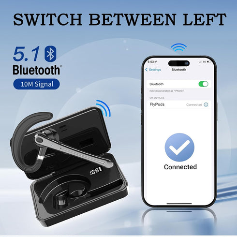 Bluetooth Headset Bluetooth Earpiece for Cellphones Wireless Blue Tooth 5.2 Head Set in-Ear Piece w/Mic Microphone for Cell Phone Hands-Free Noise...