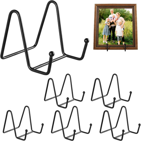 Plate Display Stands 6 Packs, Plate Holders for Display Metal Black Frame Stand for Book,Picture,Photo Easel, Platter,Collectibles,Tabletop Art (3...