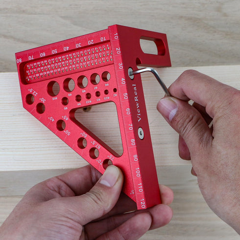 Versatile Carpenter Square Scribing Ruler, 3D Multi-Angle Measuring Tool with Angle Pin Aluminum Alloy 22.5-90 Degree, CM Scale for Woodworking, E...