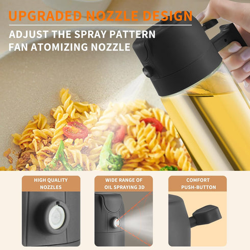 2 in 1 Oil Dispenser and Oil Sprayer Premium Olive Oil Dispenser Bottle with Non-Drip Spout Oil Mister Oil Spray Bottle for Cooking, Kitchen, Sala...