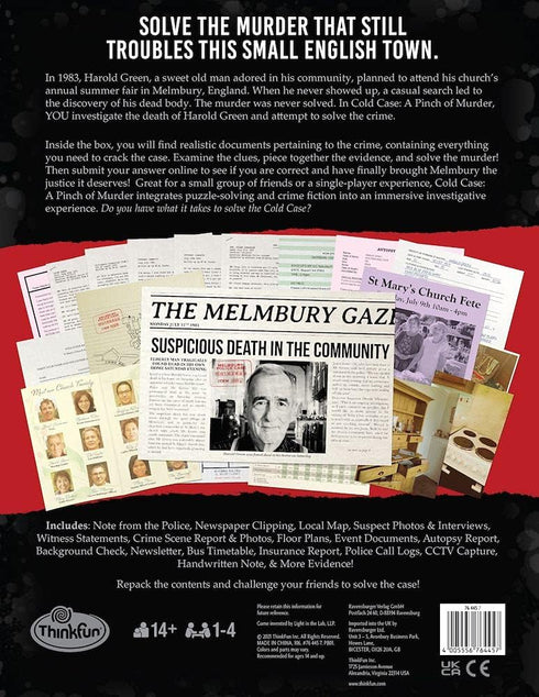 ThinkFun Cold Case: A Pinch of Murder – A Murder Mystery Game in a Box for Ages 14 and Up...