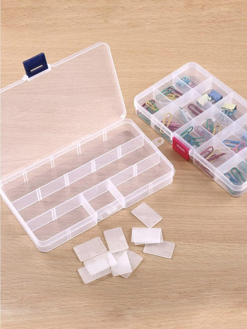 Small Transparent Plastic Organizer Box, 15 Grids Plastic Storage Containers with Removable Dividers for Art and Crafts, Jewelry, Tuff. Size: 6.75...