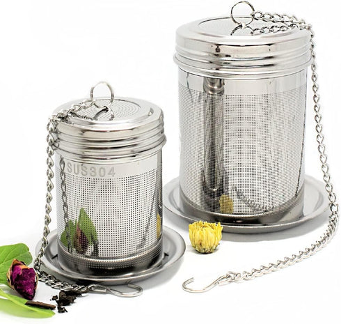 URBAN ESCAPE Tea Steeper For-Loose Tea Leaf (2 PACK-LARGE for Teapot/Kettle & SMALL for Mug/Cup 20oz) Tea Infuser Tea Diffuser Extra Fine Mesh Sta...