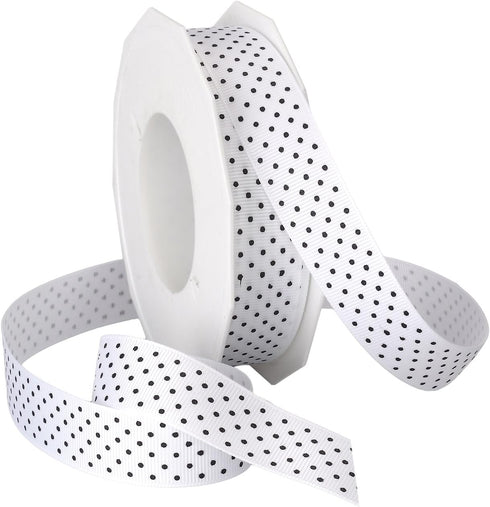 Morex Swiss Dot Polyester Grosgrain Ribbon, 7/8-Inch by 20-Yard Spool, White 3906.05/20-601...