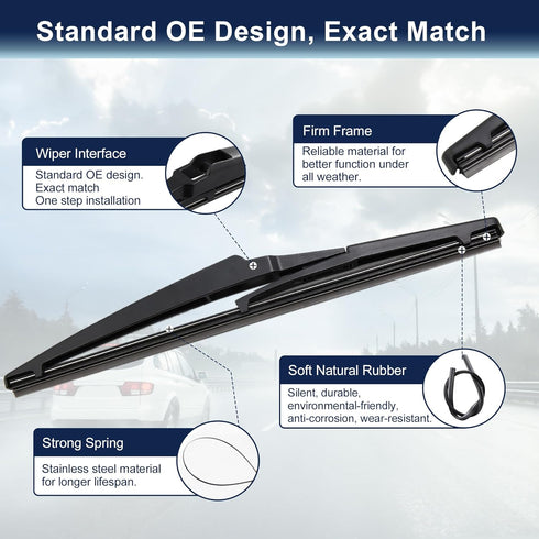 X AUTOHAUX Rear Windshield Wiper Blade for Toyota IQ PRIUS V for Hyundai IX25 Accent 280mm 11 Inch...