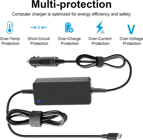 TREE.NB 65W 61W 45W USB C PD DC Vehicle Car Adapter Charger for Dell XPS 13 12 Lenovo HP Spectre 1013 G3 ASUS ZenBook Acer Samsung Type C...