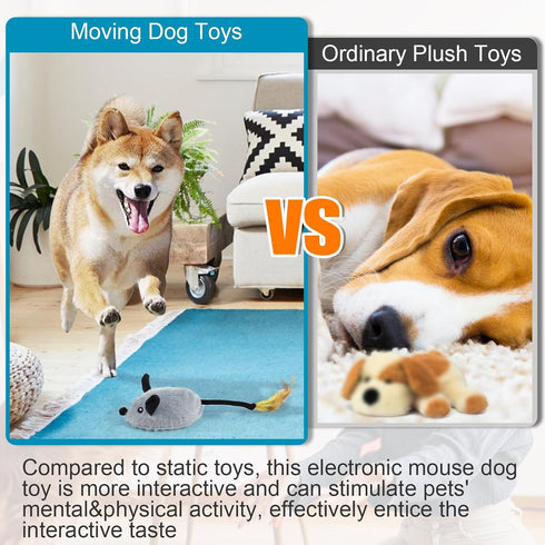 Mity rain Interactive Dog Toys, Fake Mouse Moving Dog Toy with Automatic Sensor, Dog Mouse Toy with Realistic Sound & Extended Tail, Automatic Dog...