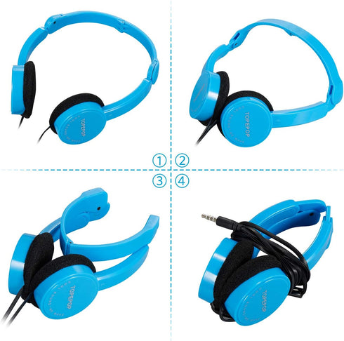 Kids Headphones Wired Over Ear Headphone Lightweight Stereo Headset Adjustable Headband Headset with Mic 3.5mm Foldable Earphone for Kids Boys Gir...