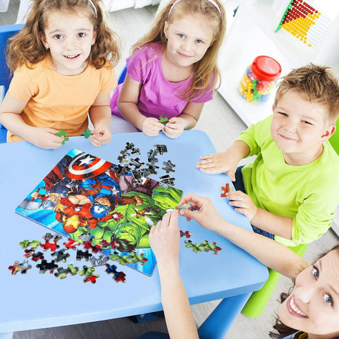 LELEMON Avengers 100 Piece Jigsaw Puzzle for Kids Ages 4-8, Cardboard Material, Portable Metal Storage Box, Educational Toy for Girls and Boys...