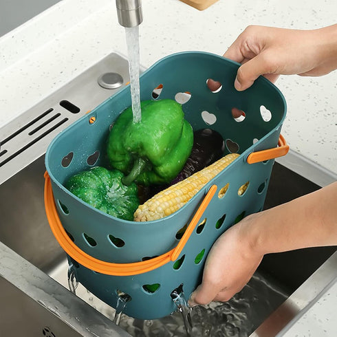 Anyoifax Portable Shower Caddy Tote Plastic Storage Basket with Handle Box Organizer Bin for Bathroom, Pantry, Kitchen, College Dorm, Garage - Blu...