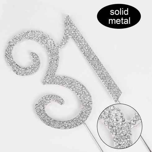 31 Years Birthday Cake Topper - New Best Crystal Rhinestone 31st Wedding Anniversary Or 31 Years Old Cake Topper Party Decoration Silver...