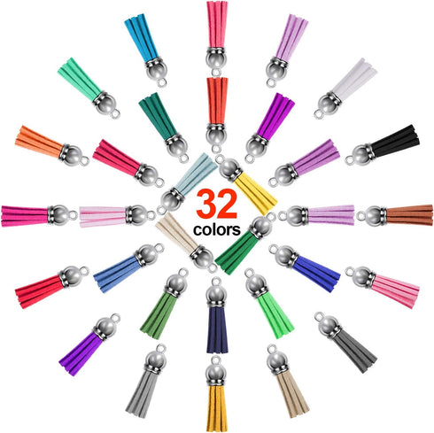 SIQUK 160 Pieces Keychain Tassels Leather Tassel Bulk for DIY Keychain and Craft, 32 Colors...