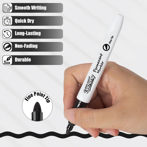 30 Packs Black Permanent Markers, Fine Point Waterproof Markers Pens Bulks, Durable, Quick-Drying Marker, Ideal Stationery Supplies for Schools, H...