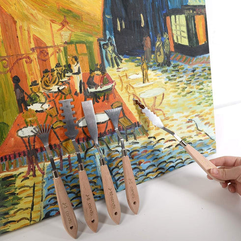 CONDA Palette Knife Set -10Pcs Stainless Steel Spatula Pallet Knife Painting Tools Metal Knives Wood Handle with Different Shapes and Sizes...