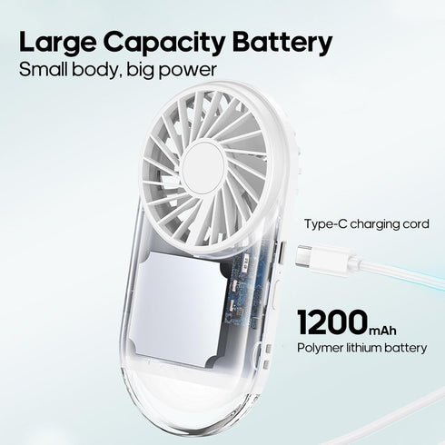 Rican Handheld Mini Fan with Bracket, Powerful Small Personal Portable Fan, 4 Speed Adjustable USB Rechargeable Cooling Fan, Lash Fan for Girls Wo...