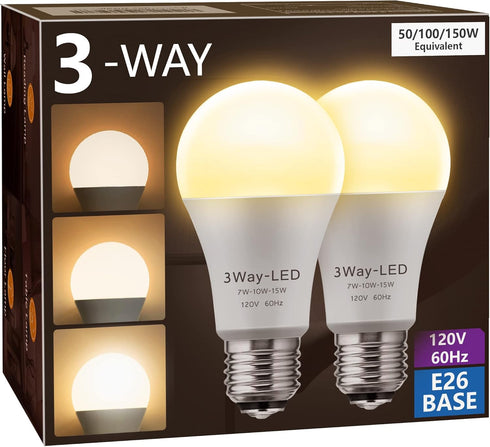 Briignite LED Light Bulbs, ?? ?????? ?????? ?????????? ?????????? 50 100 150W Equivalent, 3 Way Light Bulbs, Three Way A19 Light Bulbs E26 Medium ...