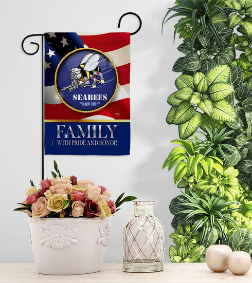 Breeze Decor US Family Honor Garden Flag Armed Forces Navy USN Seabee United State American Military Veteran Retire Official House Banner Small Ya...