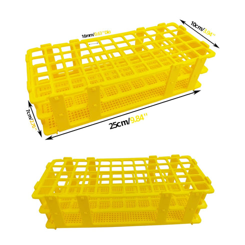 3 Packs Plastic Test Tube Rack, 60 Holes Lab Test Tube Rack Holder for 16mm Test Tubes, Yellow, Detachable (Yellow60)...