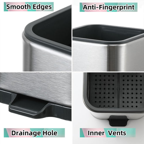 Kitchen Utensil Holder For Countertop Organizer Stainless Steel Kitchen Storage Utensil Silverware Organizer Caddy Small Capacity Flatware Spoon S...
