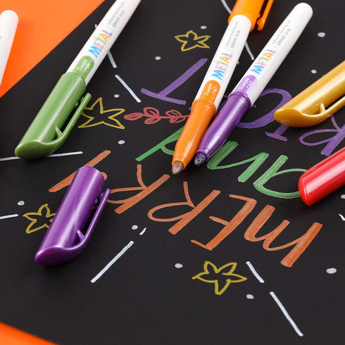 Sunshilor Metallic Markers Medium Point Metallic Marker Pens for Black Paper, Rock Painting, Easter Egg, Halloween Pumpkin, Card Making, Signature...