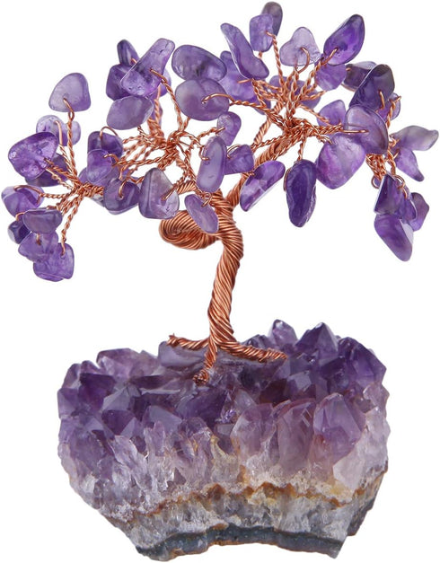 mookaitedecor Amethyst Crystal Tree with Amethyst Cluster Crystals Base Bonsai Money Tree for Wealth and Luck...