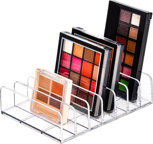 JessLab Eyeshadow Palette Makeup Organizer, Acrylic 7-Section Divided Make up Organizers and storage for Bathroom Vanity Countertop, Transparent, ...