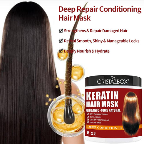 2 Pack Collagen Hair Mask & Keratin Hair Mask,Hydrating Argan Oil Hair Repair Treatment Deep Conditioner Hair Protein Treatment for Dry Damaged Ha...