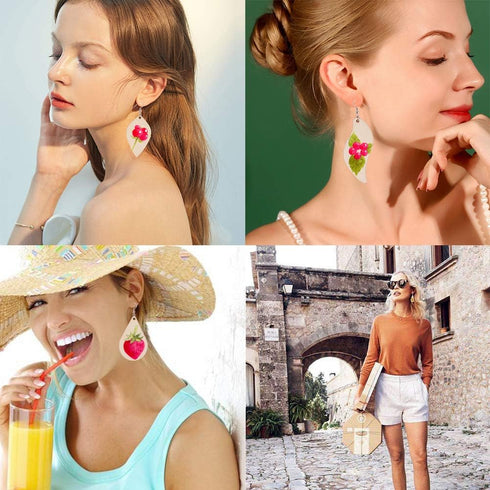 SUNNYCLUE 300Pcs 5 Shapes Unfinished Wooden Earrings Blanks Kit Unfinished Wood Large Charms Pendants Blank with Hole with 100Pcs Earring Hooks 10...